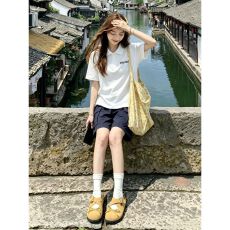 批发时尚运动套<b class='q'>装</b><b class='q'>女</b>夏季宽松显瘦小个子polo领短袖工<b class='q'>装</b>短裤休闲两件套