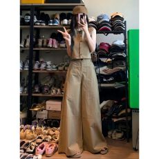 批发港风复古运动服套装<b class='q'>女</b>夏季时尚炸街马甲背心工装阔腿裤休闲<b class='q'>两件套</b>