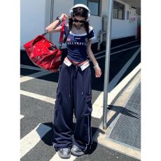 批发炸街<b class='q'>运动服</b>套装女夏季学生韩版<b class='q'>宽松</b>时尚高腰短袖工装裤休闲两件套