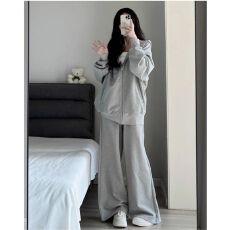 批发<b class='q'>运动服</b>套装女秋季宽松显瘦韩版时尚盐系洋气卫衣休闲两件套跑步潮