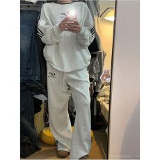 批发美式炸街<b class='q'>运动服</b>套装女春秋学生宽松时尚显瘦卫衣跑步<b class='q'>休闲</b>两件套潮