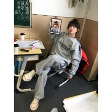 批发美式炸街运动服<b class='q'>套装</b>女秋季学生韩版宽松显瘦圆领卫衣<b class='q'>休闲</b>两件套潮