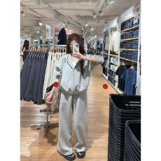 运动服套装女春秋季宽松时尚盐系连帽卫衣阔腿裤休闲两件套跑步潮