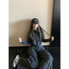 批发高级感运动套装女春秋宽松显瘦学生时尚炸街卫衣工装裤休闲两件套