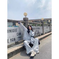 批发高街ootd运动服套装女<b class='q'>秋</b>学生宽松显瘦韩版时尚炸街卫衣休闲两件套