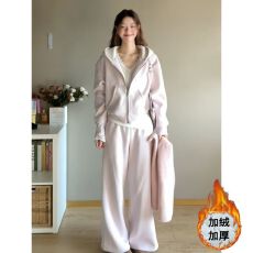 批发盐系运动服套装女秋冬加绒加厚宽松时尚高级感卫衣长裤休闲两件套