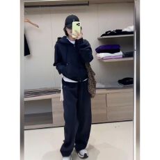 批发春秋女装修身显瘦长袖<b class='q'>卫衣</b>套装时尚洋气减龄显瘦长款阔腿裤两件套