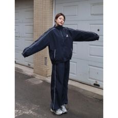 批发美式少年感运动服套装女秋<b class='q'>冬</b>季宽松休闲复古长袖外套长裤两件套潮