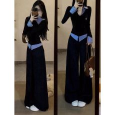 批发小香风运动服套装女<b class='q'>春</b>秋宽松显瘦时尚高级感假两件卫衣休闲两件套