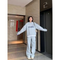 批发学院风运动服套装<b class='q'>女</b>秋季学生韩版宽松显瘦纯棉<b class='q'>卫衣</b>休闲两件套跑步