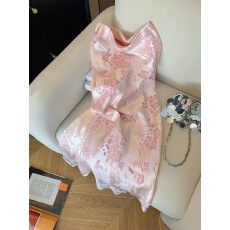 批发粉色新中式丝绒提花半身裙女2025春新款法式高级轻奢气质鱼尾裙子