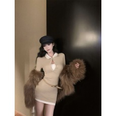 批发2025拼接撞色假两件连衣裙女春秋季针织内搭打底裙子紧身包臀短裙