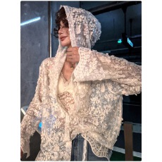 批发白色重工长袖蕾丝防晒外套女<b class='q'>春秋</b>薄款罩衫别致设计感小众百搭上衣