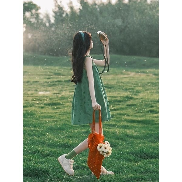 센 부서 부드러운 바람 조끼 여성 드레스 여름 분위기 센스 여행 착용 가져 가라. 루즈핏 슬림해 보이는 작은 키 인형 치마
