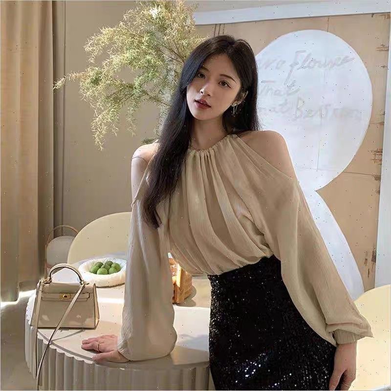 달콤한 스타일 행침 목 발굴하다 어깨 긴팔 여성 셔츠 여름 디자인 센스 작은 대중 Chic 외국 가스 아름다운 맨위
