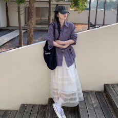 批发慵懒风紫色衬衫外套早春装女2026年新款小个子高级感收腰气质上衣