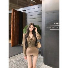 批发荷叶边褶皱v领长袖雪纺<b class='q'>衬衫</b>女秋季<b class='q'>修身</b>收腰气质<b class='q'>衬衣</b>纯欲显瘦上衣