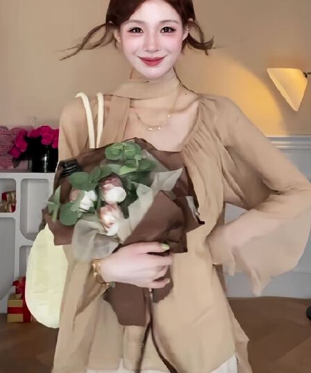 프랑스식 휴가 바람 리본 시폰 셔츠 여성 봄 여름 새로운 부드러운 품격 캐주얼 루즈핏 슬림해 보이는 다용도 맨위