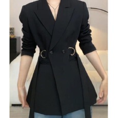 批发高级感小个子韩系休闲西装外套女2025春季新款系带西服设计感外套