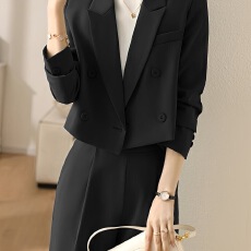批发高级感西装<b class='q'>套装</b>女2022新款秋装气质女神范小个子<b class='q'>职业</b>短款西服外套