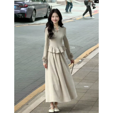 批发145矮小个子新中式盘扣连衣<b class='q'>裙</b>150设计感显瘦立领长袖收腰长<b class='q'>裙</b><b class='q'>xs</b>春