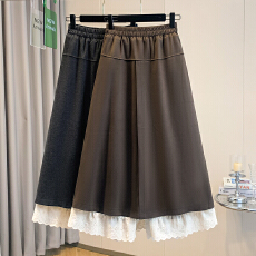 批发<b class='q'>实拍</b><b class='q'>大码</b><b class='q'>女装</b>秋冬款胖mm韩系气质蕾丝花边阔腿裤高腰显瘦半身裙裤