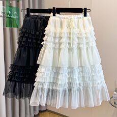 批发实拍大码女装春夏新款胖mm法式气质多层<b class='q'>网纱</b>拼接高腰蓬蓬蛋糕<b class='q'>裙</b>子