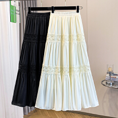 批发实拍大码女装<b class='q'>夏</b>装新款胖mm法式气质钩花镂空减龄显瘦中长款半身裙