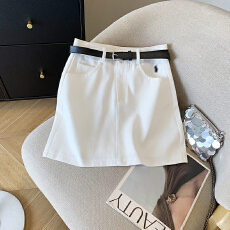 批发实拍 白色刺绣牛仔<b class='q'>半身</b>裙女春季2026新款高腰显瘦百搭包臀A字<b class='q'>短裙</b>