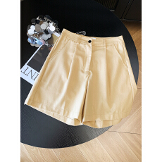 批发实拍 卡其色汉麻亚麻短裤<b class='q'>女</b>夏季新款a字阔腿<b class='q'>裤</b>