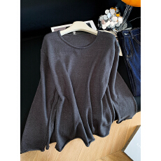 批发实拍 老钱风随性和纸纱针织<b class='q'>罩衫</b>2025秋简约慵懒风长袖上衣