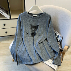 批发实拍 2026春季新款时尚百搭圆领卡通猫咪印花短袖T恤女<b class='q'>上衣</b>