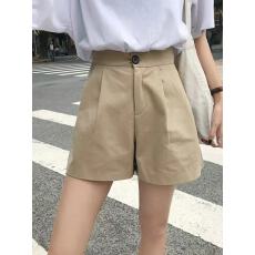 批发卡其色汉麻亚麻短裤女夏季新款a字阔腿裤