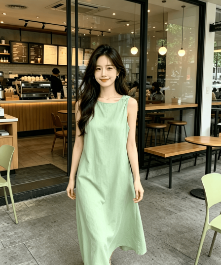 실사 고급 센스 품격 여성 드레스 2026 여름 새로운 빛 요리 한 바람 세련된 미니멀리즘 민소매 치마