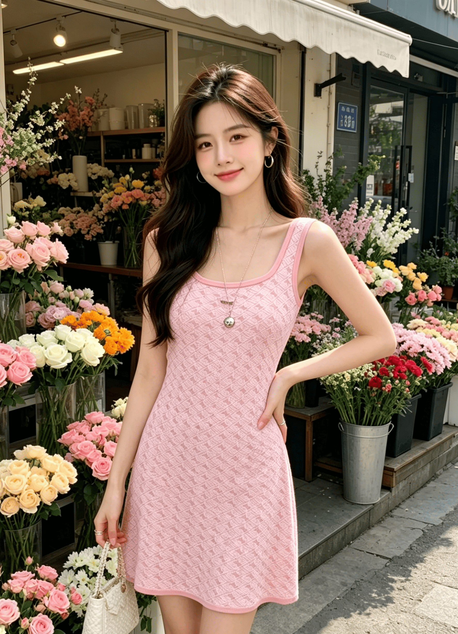 작은 샤넬 스타일 니트 슬립 드레스 여성 프랑스식 고급 센스 2023 새로운 작은 키 디스플레이 높음 민소매 드레스 몸매 가꾸기