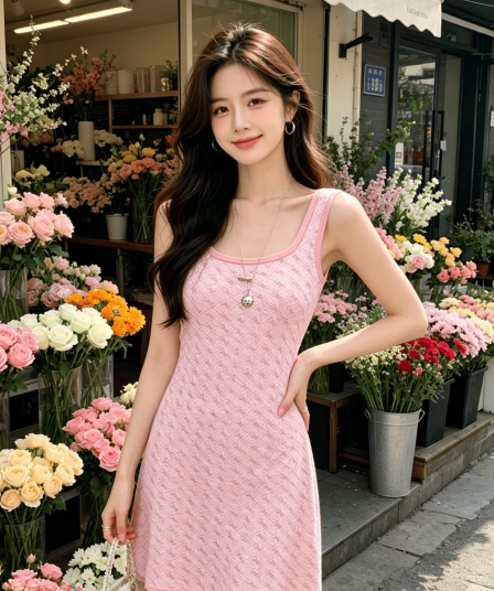 작은 샤넬 스타일 니트 슬립 드레스 여성 프랑스식 고급 센스 2023 새로운 작은 키 디스플레이 높음 민소매 드레스 몸매 가꾸기
