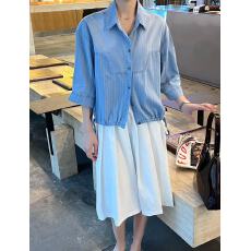 批发<b class='q'>韩国</b>东大门代购2026夏季 翻领单排扣抽绳宽松衬衫女