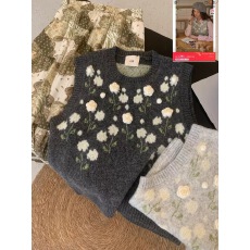 批发韩式～自带氛围感 羊毛<b class='q'>花朵</b>背心针织衫叠穿马甲坎肩<b class='q'>上衣</b>女 秋上新