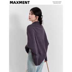 批发法式慵懒感蝙蝠袖紫色<b class='q'>毛衣</b><b class='q'>女</b>秋冬氛围感休闲气质宽松显瘦针织外套