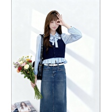 批发法式衬衫<b class='q'>针织</b>吊带两件套2025秋季新款设计感韩系气质<b class='q'>套装</b>