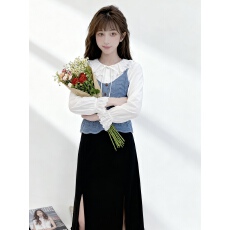 批发法式衬衫<b class='q'>针织</b>吊带两件套2025秋季新款设计感韩系气质<b class='q'>套装</b>