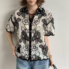 批发法式短袖衬衫女2026<b class='q'>夏</b>季新款设计感小众宽松显瘦上衣