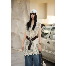 批发夏季法式镂空无袖<b class='q'>连衣裙</b>女宽松别致针织衫中长款外搭背心裙度假风