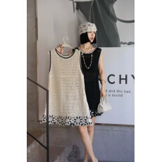 批发新款波嬉风钩针镂空连衣裙女<b class='q'>夏</b>无袖花边中长裙度假气质黑色背心裙