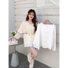 批发新款法式蕾丝镂空刺绣<b class='q'>衬衫</b>女夏季森系文艺防晒开衫长袖上衣