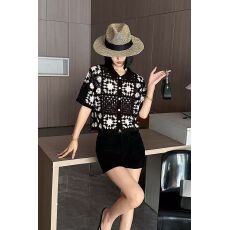 批发2026新款民族风钩花镂空叠穿<b class='q'>针织</b>衫重工提花短袖POLO衫