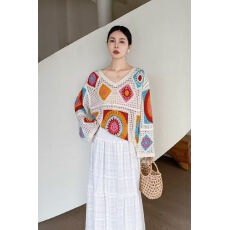 批发波西米亚风钩花镂空<b class='q'>针织</b>开衫女早春季韩版长袖防晒<b class='q'>罩衫</b>显瘦上衣