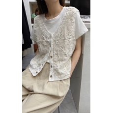 批发新款春夏复古风轻奢<b class='q'>亮片</b>重工钩花刺绣<b class='q'>背心</b>马甲坎肩叠穿上衣