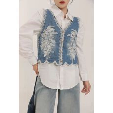 批发民族风V领钩花刺绣<b class='q'>马甲</b>女夏季复古流苏<b class='q'>牛仔</b><b class='q'>背心</b>无袖坎肩叠穿上衣