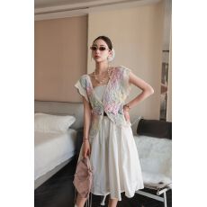 批发民族风V领钩花刺绣马甲女<b class='q'>夏</b>季复古无袖坎肩叠穿上衣